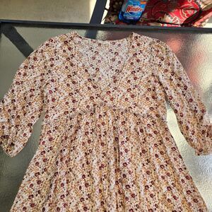 Jane and Delancey Cream Floral Lightweight Rayon Dress Size XS